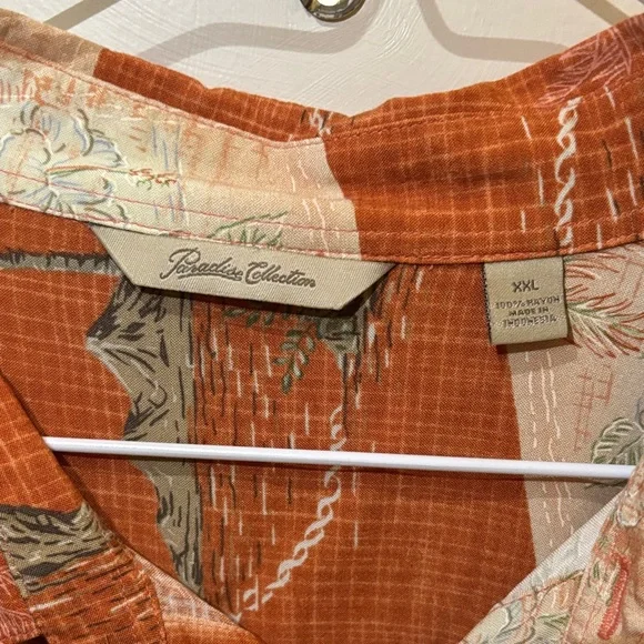 Men's Casual Tropical Print Shirt - Rust - Picture 2 of 4